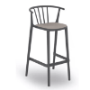 Woody High Polypropylene Barchair with Padded Seat -  Dark Grey / Linen