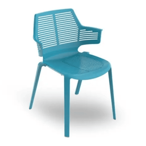 Ikona Stackable Polypropylene Patio Cafe Armchair - Retro Blue