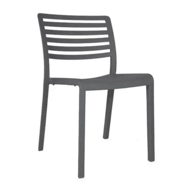 Lama Polypropylene Poolside Patio Armless Dining Chair - Charcoal