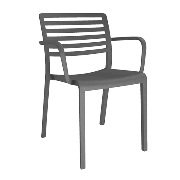 Lama Polypropylene Poolside Patio Dining Armchair - Charcoal