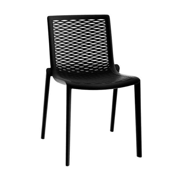 Netkat Stackable Polypropylene Patio Armless Cafe Chair - Black