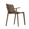Netkat Polypropylene Patio Dining Chair with Arms - Chocolate
