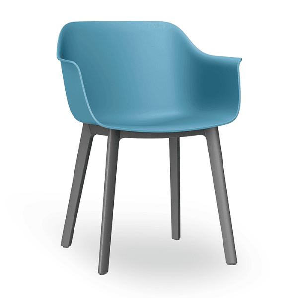 Shape Click Polypropylene Poolside Dining Chair - Retro Blue / Dark Grey 