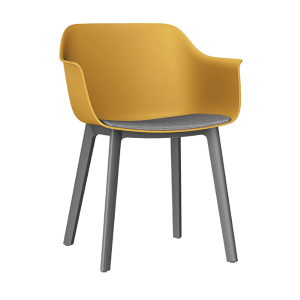 Shape Click Polypropylene Poolside Dining Chair with Padded Seat -  Coal / Tuscan / Dark Grey 