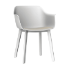 Shape Click Polypropylene Poolside Dining Chair with Padded Seat - Linen / White /White