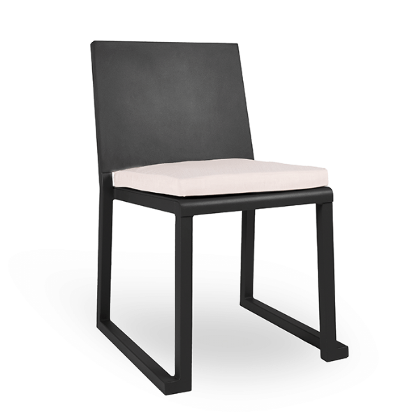 Barcino Aluminum Armless Dining Chair with Cushion Seating - Black
