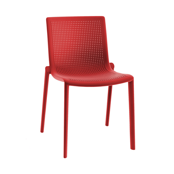 Beekat Stackable Polypropylene Patio Armless Cafe Chair - Red