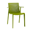 Beekat Stackable Polypropylene Patio Dining Chair with Arms - Olive Green
