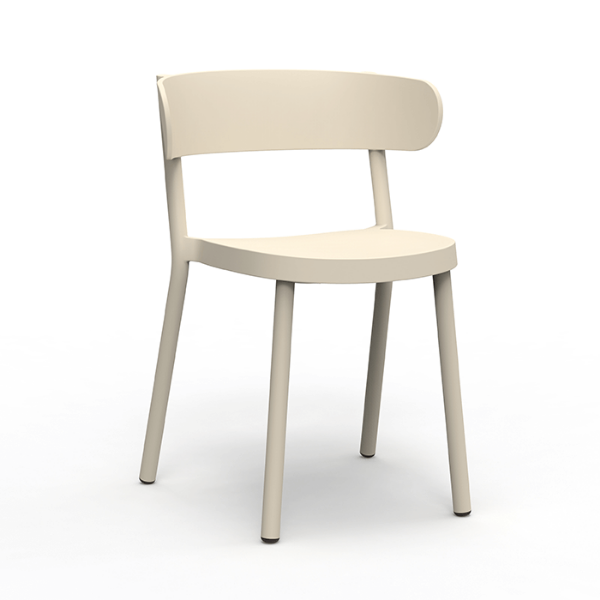 Casino Stackable Polypropylene Poolside Patio Armless Dining Chair - Ivory
