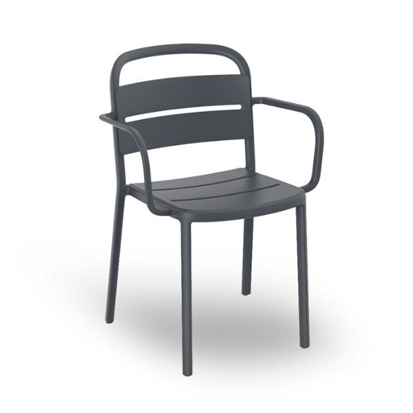 Como Stackable Polypropylene Patio Dining Armchair - Dark Grey