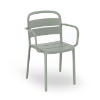 Como Stackable Polypropylene Patio Dining Armchair - Green Grey
