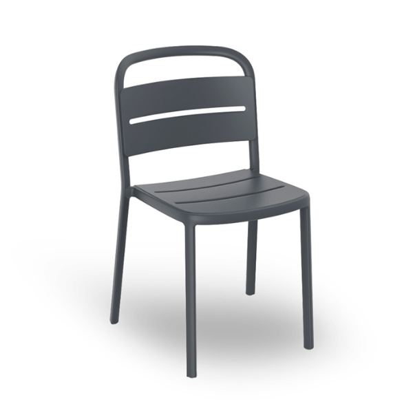 Como Stackable Polypropylene Patio Dining Armless Chair  - Dark Grey