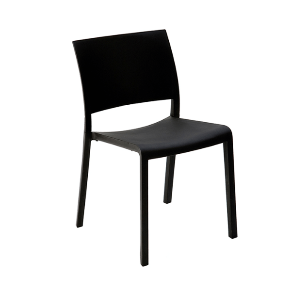 Fiona Stackable Polypropylene Poolside Patio Armless Dining Chair - Black