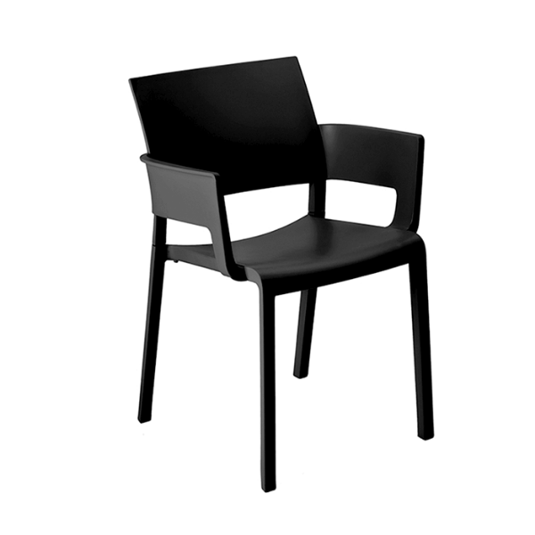 Fiona Stackable Polypropylene Poolside Patio Dining Chair - Black