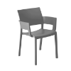 Fiona Stackable Polypropylene Poolside Patio Dining Chair - Dark Grey