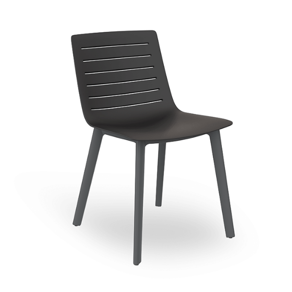 Skin Click Polypropylene Patio Cafe Chair  -  	Dark Grey Base / Black Seat
