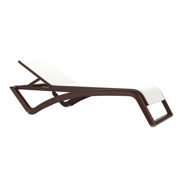Sky Club Stackable Polypropylene Sling Chaise Lounge - Dark Grey / White