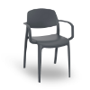 Smart Stackable Polypropylene Patio Dining Armchair - Dark Grey