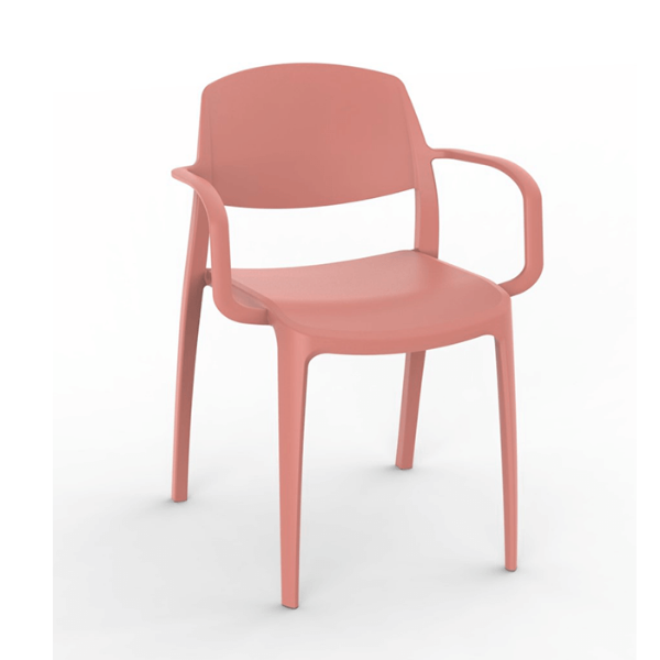 Smart Stackable Polypropylene Patio Dining Armchair - Terracotta