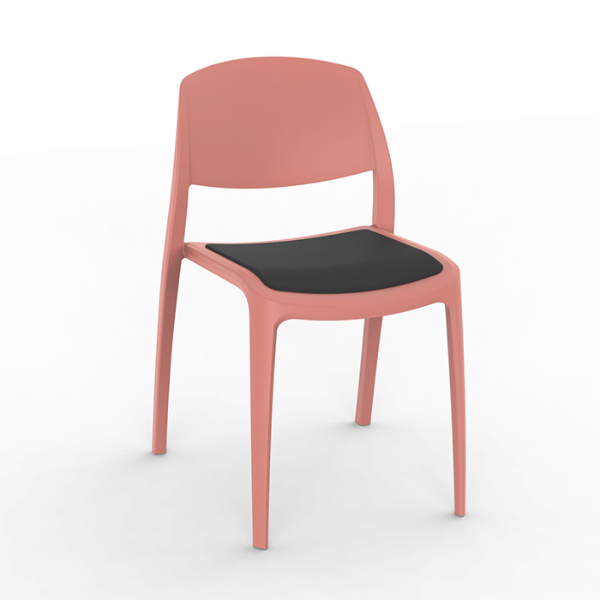 Smart Polypropylene Patio Cafe Chair with Padded Seat - Terracotta