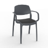 Smart Polypropylene Patio Dining Armchair with Padded Seat - Dark Grey