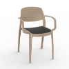 Smart Polypropylene Patio Dining Armchair with Padded Seat - Sand
