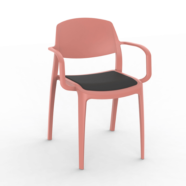 Smart Polypropylene Patio Dining Armchair with Padded Seat - Terracotta