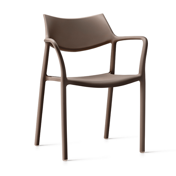 Splash Air Stackable Polypropylene Patio Cafe Armchair - Chocolate