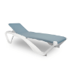 Marina Club Sunbed Stackable Polypropylene Sling Chaise Lounge - White / Atlantic Blue
