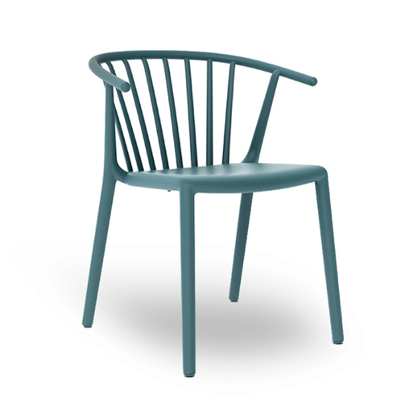 Woody Stackable Polypropylene Poolside Dining Armchair - Retro Blue