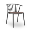 	Woody Polypropylene Poolside Dining Armchair with Padded Seat - Dark Grey / Coal