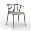 Woody Polypropylene Poolside Dining Armchair with Padded Seat - Green Grey / Linen