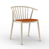 	Woody Polypropylene Poolside Dining Armchair with Padded Seat - Ivory / Pumpkin