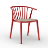 	Woody Polypropylene Poolside Dining Armchair with Padded Seat - Red / Linen