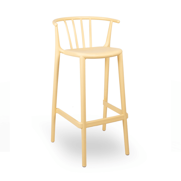 Woody High Green Stackable Recycled Polypropylene Barchair - Yellow Fire