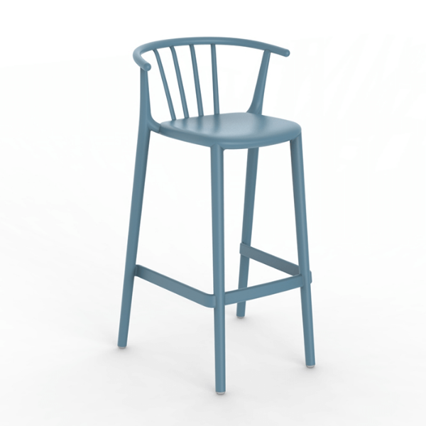 	Woody High Stackable Polypropylene Barchair - Retro Blue