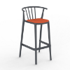 	Woody High Polypropylene Barchair with Padded Seat - Dark Grey / Pumpkin