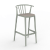 	Woody High Polypropylene Barchair with Padded Seat - Green Grey / Linen