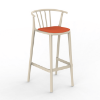 	Woody High Polypropylene Barchair with Padded Seat - Ivory / Pumpkin