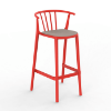 	Woody High Polypropylene Barchair with Padded Seat - Red / Linen