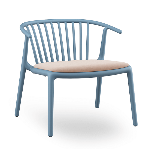 	Woody Lounge Polypropylene Patio Armchair with Padded Seat - Retro Blue / Linen