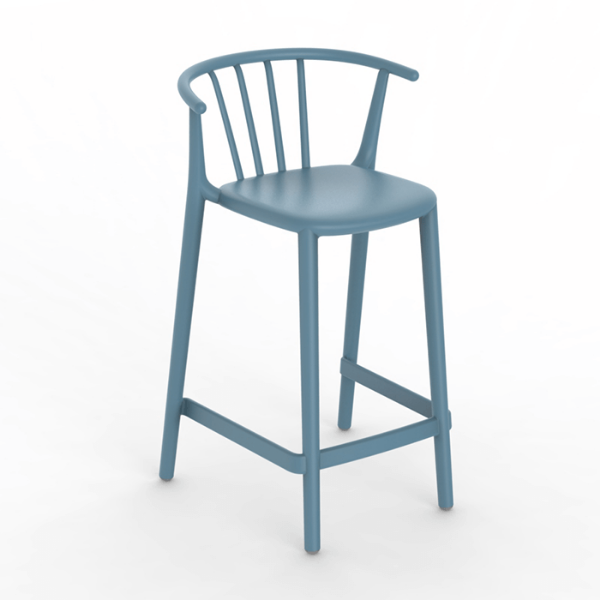 Woody Medium Stackable Polypropylene Balcony Height Chair - Retro Blue