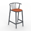 Woody Medium Polypropylene Balcony Chair with Padded Seat -  Dark Grey / Pumpkin