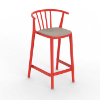Woody Medium Polypropylene Balcony Chair with Padded Seat -  Red / Linen