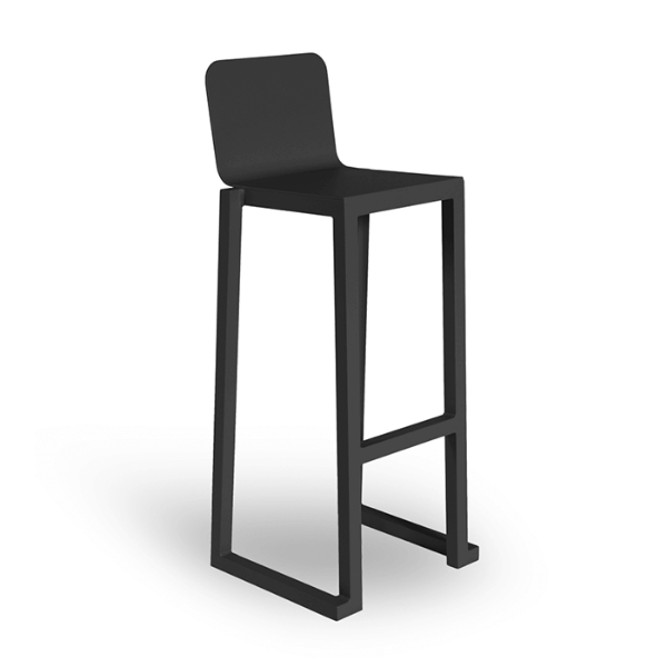 Barcino Anodized Aluminum Armless Bar Height Chair - Black