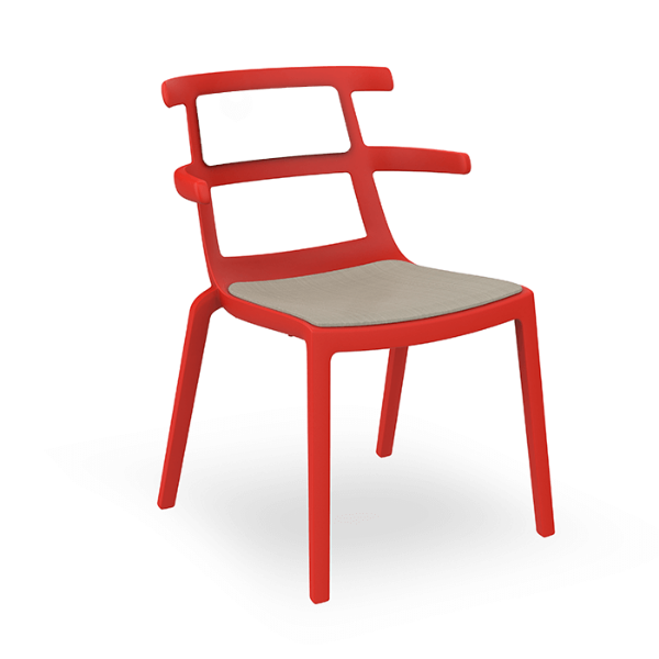 Tokyo Polypropylene Patio Dining Chair with Padded Seat - Red / Linen