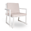 Barcino Deep Cushion Chair with Aluminum Frame and Polyester Cushion - White