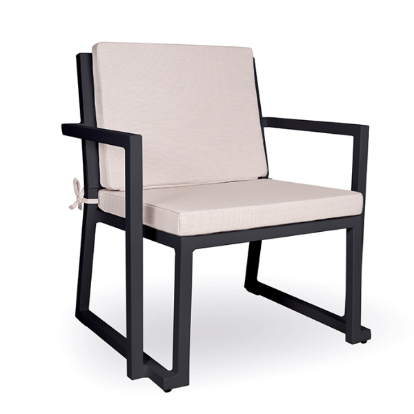 Barcino Deep Cushion Chair with Aluminum Frame and Polyester Cushion - Black