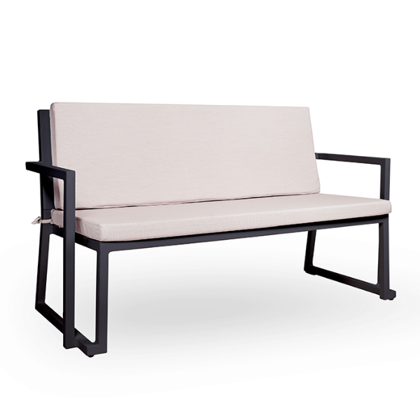 Barcino Deep Cushion Sofa with Aluminum Frame and Polyester Cushion - Black