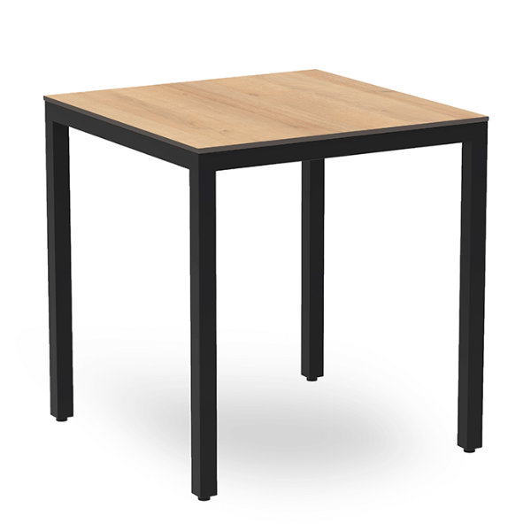 Barcino Compact 27.6” HPL Square Dining Table with Anodized Aluminum Frame - Natural/Black